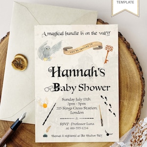 Editable Wizard Baby Shower Invitation, Printable, Magical Baby Shower Digital Invitation, Magical Bundle on the Way, Downloadable