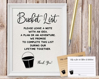 Bucket List Sign & Cards for Bride and Groom, Bridal Shower Games Printable, Downloadable, Rustic Bridal Party Game, Instant Download