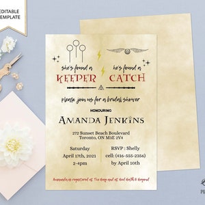 Editable Wizard Bridal Shower Invitation, Printable, Editable Template, Couples Shower, Vintage Wedding Shower Invite, Instant Download