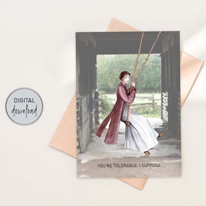 Carte d'anniversaire drôle imprimable pour meilleur ami, soeur ou fille, carte de voeux Pride and Prejudice, cartes drôles, téléchargement immédiat
