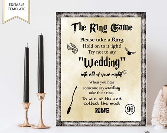 Editable Wizard Bridal Shower Games, Printable, Clean Bachelorette Party, The Ring Game, Downloadable