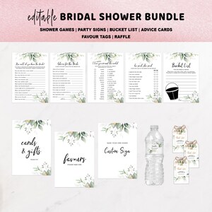 Bridal Shower Games, Greenery Bachelorette Games, Printable Wedding Table Games, Couples Shower, Fun Hen Do Party Games, Editable Template