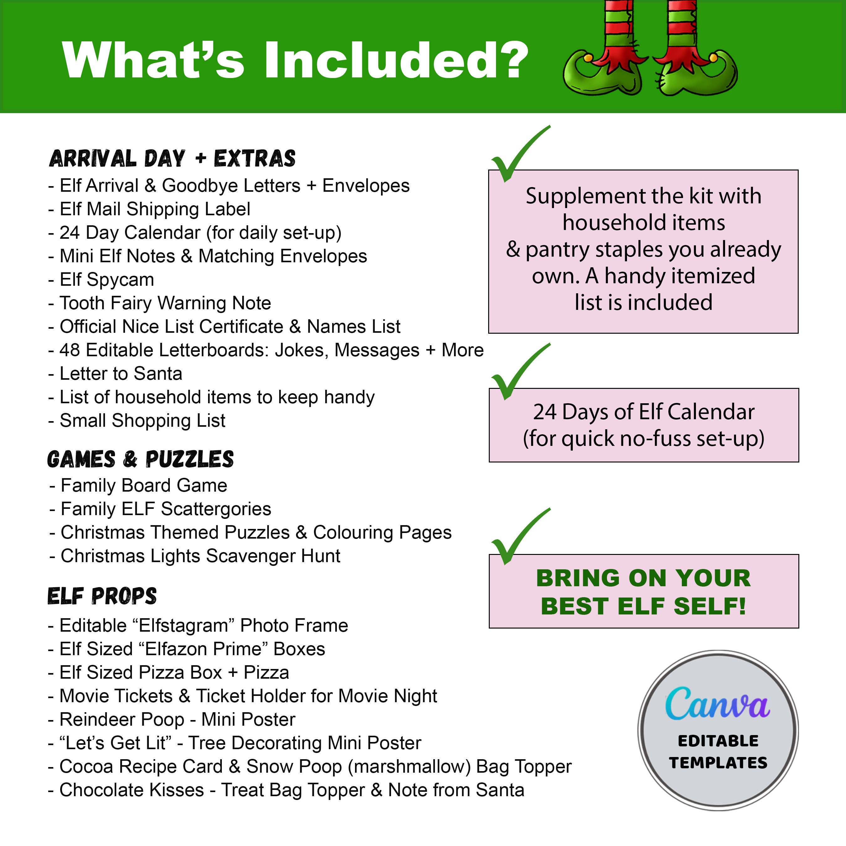 24 Days Printable Elf Kit 2023, Christmas Elf Kit Bundle, Elf Props ...