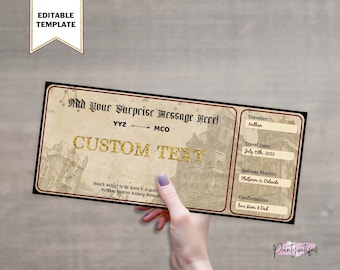 Editable Wizard Boarding Pass Template, Printable Wizarding World Trip Reveal, Surprise Trip Travel Voucher, Gift Coupon, Instant Download
