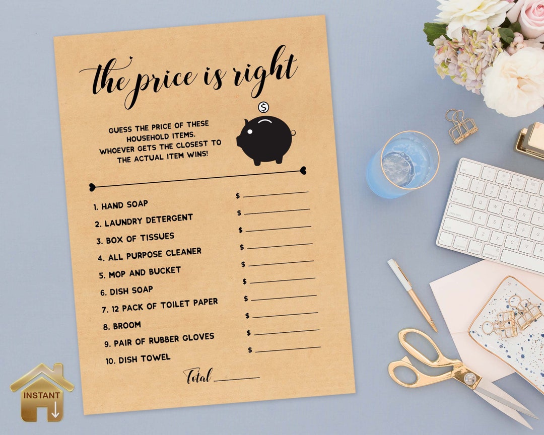 Editable Price is Right, Bridal Shower Games, Printable, Clean ...