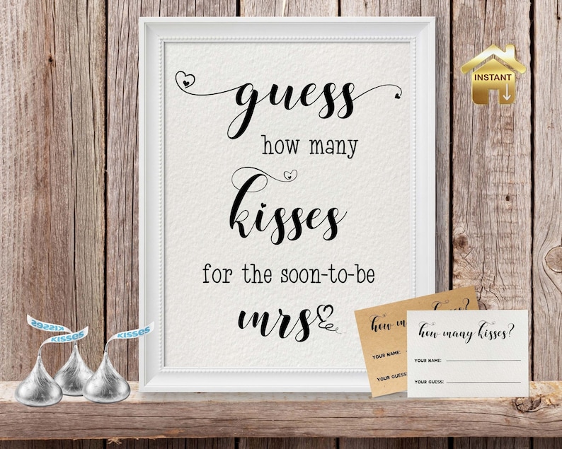 Guess How Many Kisses Bridal Shower Game Coed Couples Etsy