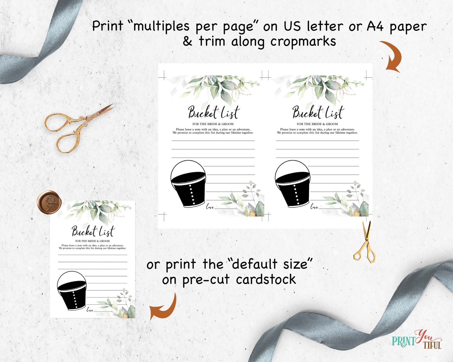 Wedding Bucket List Cards Printable Bride and Groom Couples | Etsy