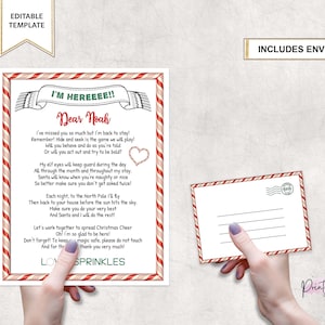 Carta y sobre de llegada de elfo editables, plantilla de carta de elfo navideño imprimible, carta de elfo personalizada, descargable