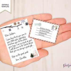 Cartas y sobres de elfos en miniatura editables, notas de elfos navideños en miniatura imprimibles, plantilla editable