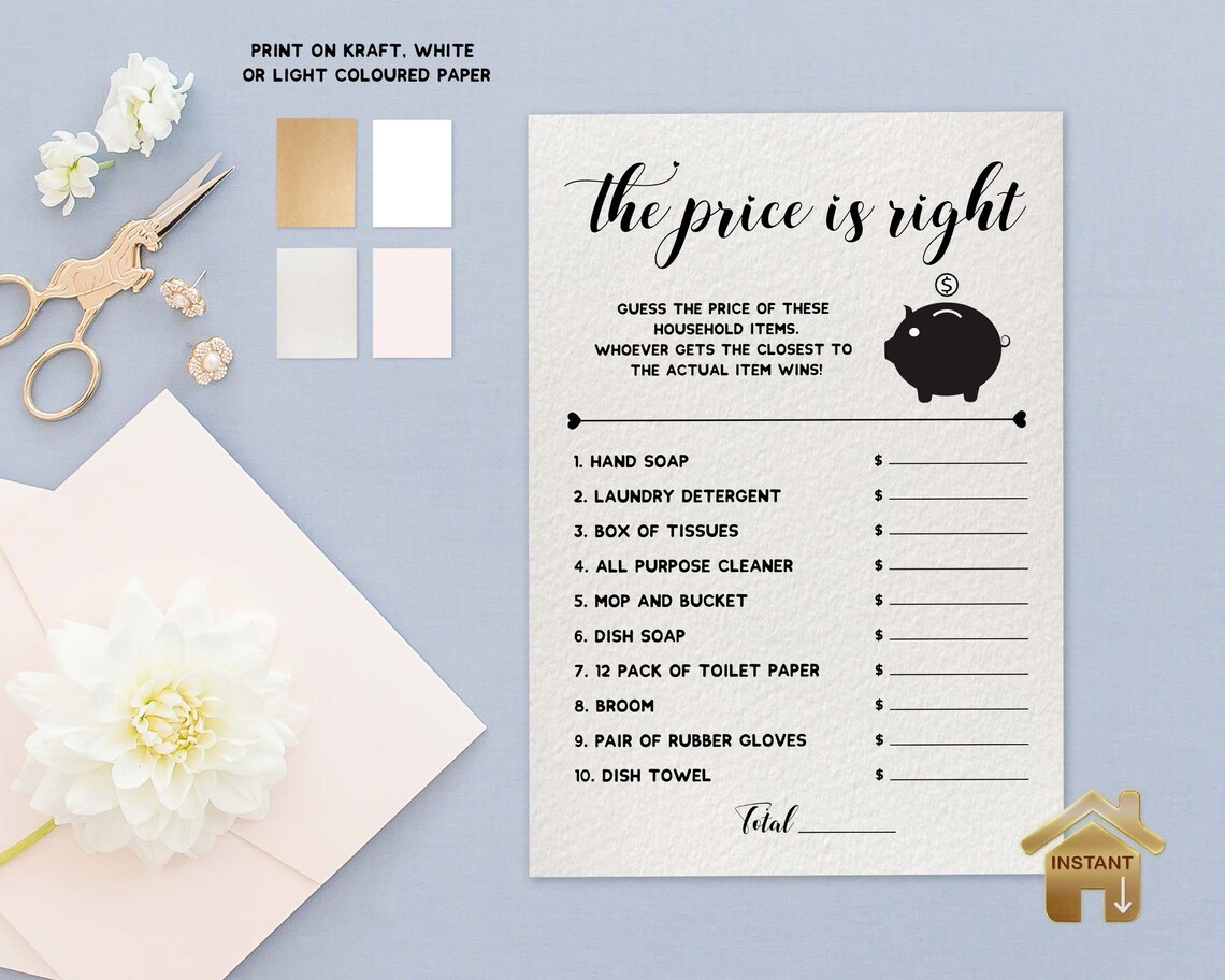 Editable Price is Right Bridal Shower Games Printable Clean | Etsy Canada