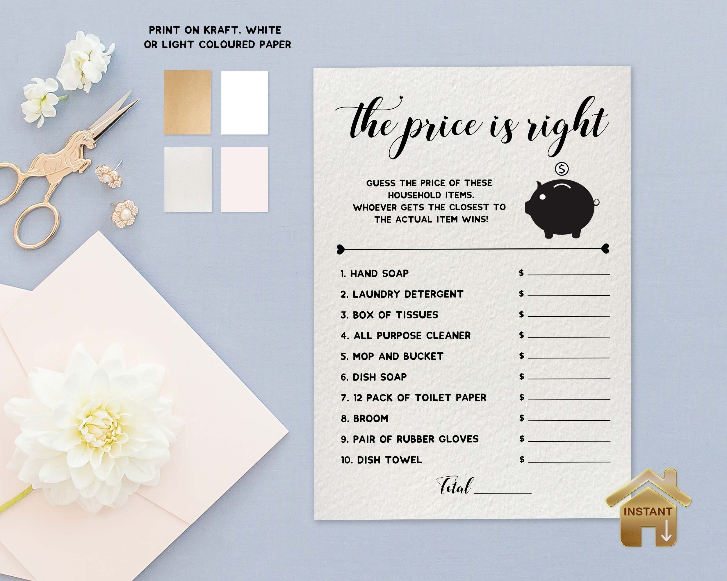 Editable Price is Right Bridal Shower Games Printable Clean | Etsy Canada