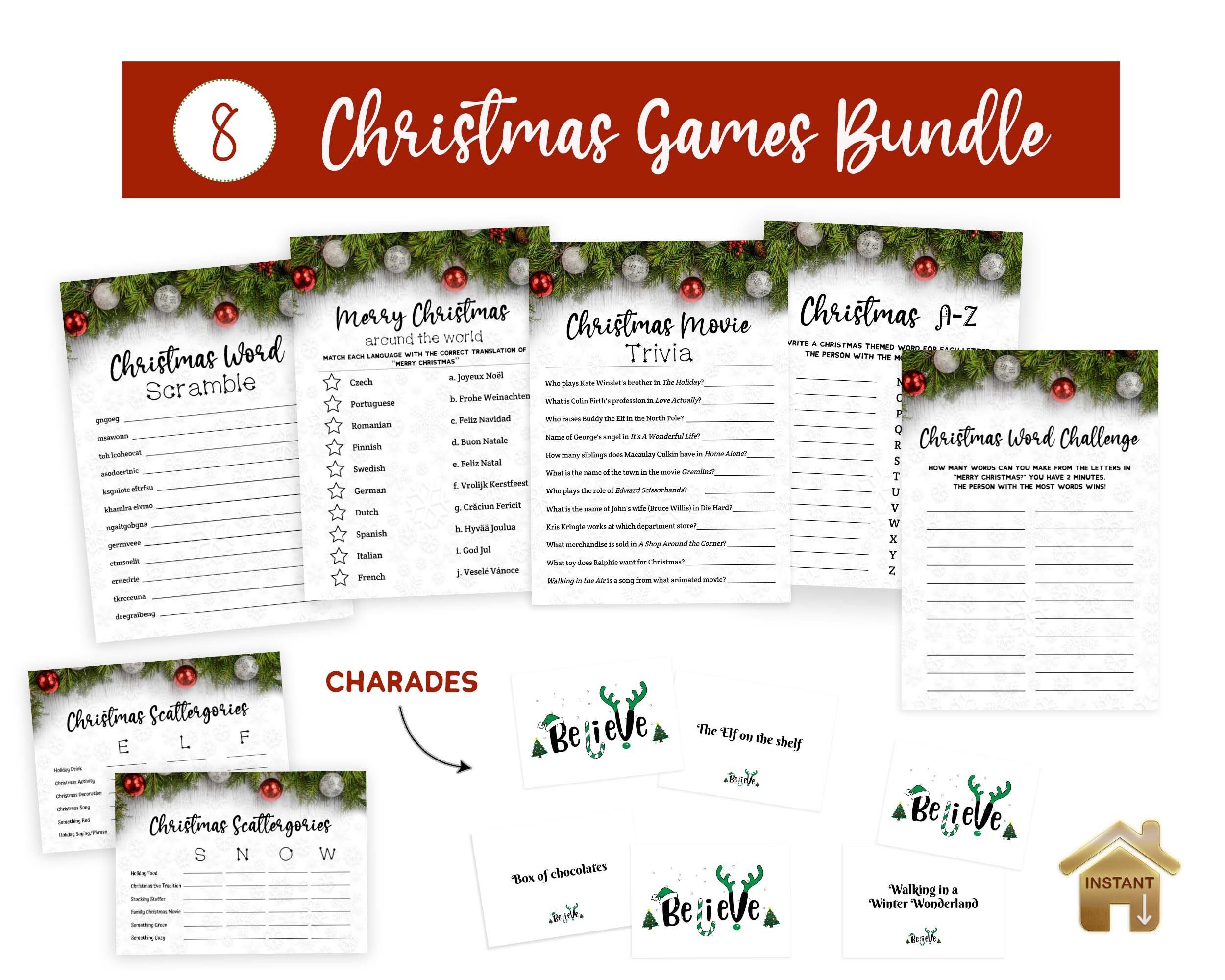 Printable Christmas Games for Family & Office Parties - Etsy
