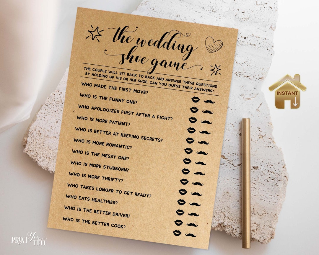 Editable Bridal Shower and Wedding Table Games, Printable Wedding Shoe ...