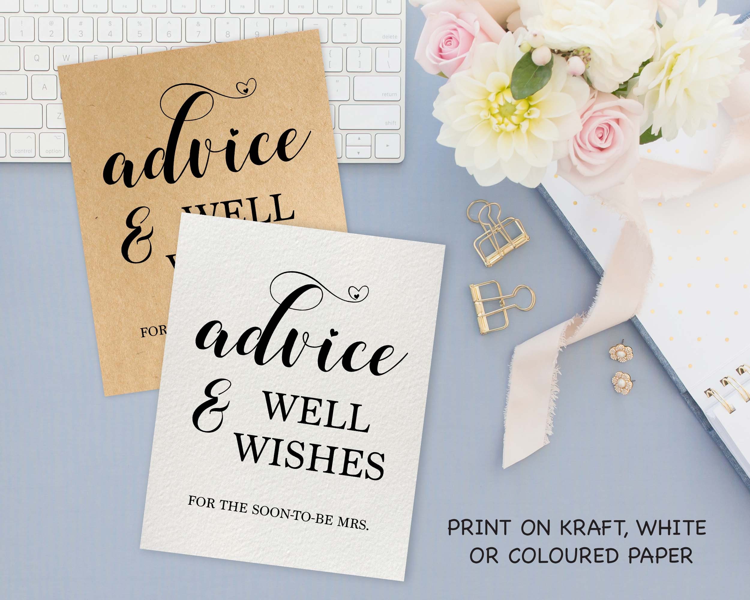 Printable Advice &amp; Well Wishes Sign and Cards for Soon-to-be | Etsy