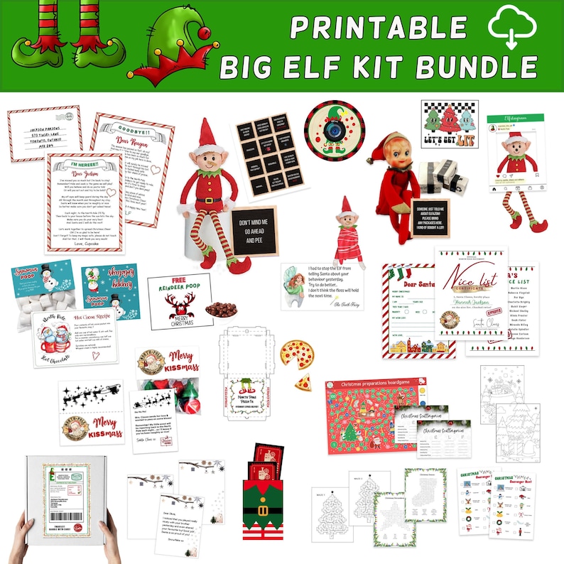 24 Days Printable Elf Kit 2023, Christmas Elf Kit Bundle, Elf Props