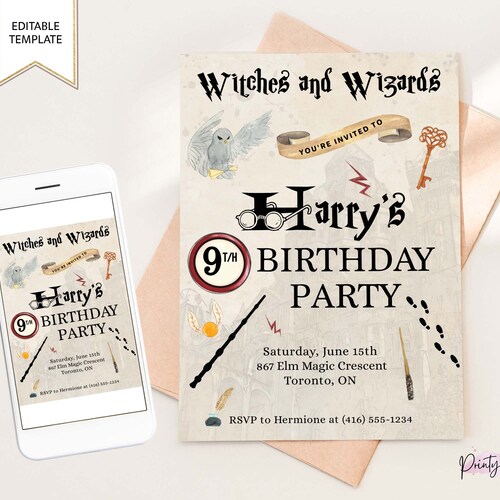 Wizard Birthday Party Printable Invitation Instant Download - Etsy