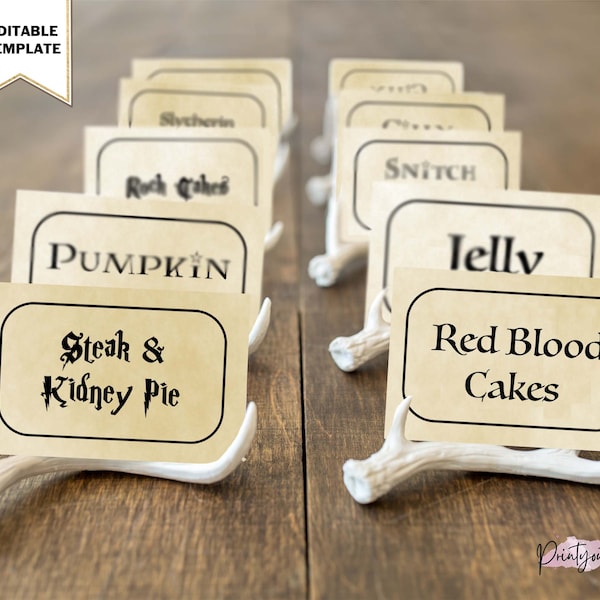 Editable Wizard Buffet Table Food Labels, Printable Bridal Shower Decorations, Bridal Party Menu Tags, Name Place Cards, Digital Download