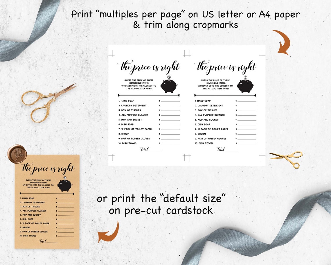 Editable Price is Right Bridal Shower Games Printable Clean | Etsy Canada