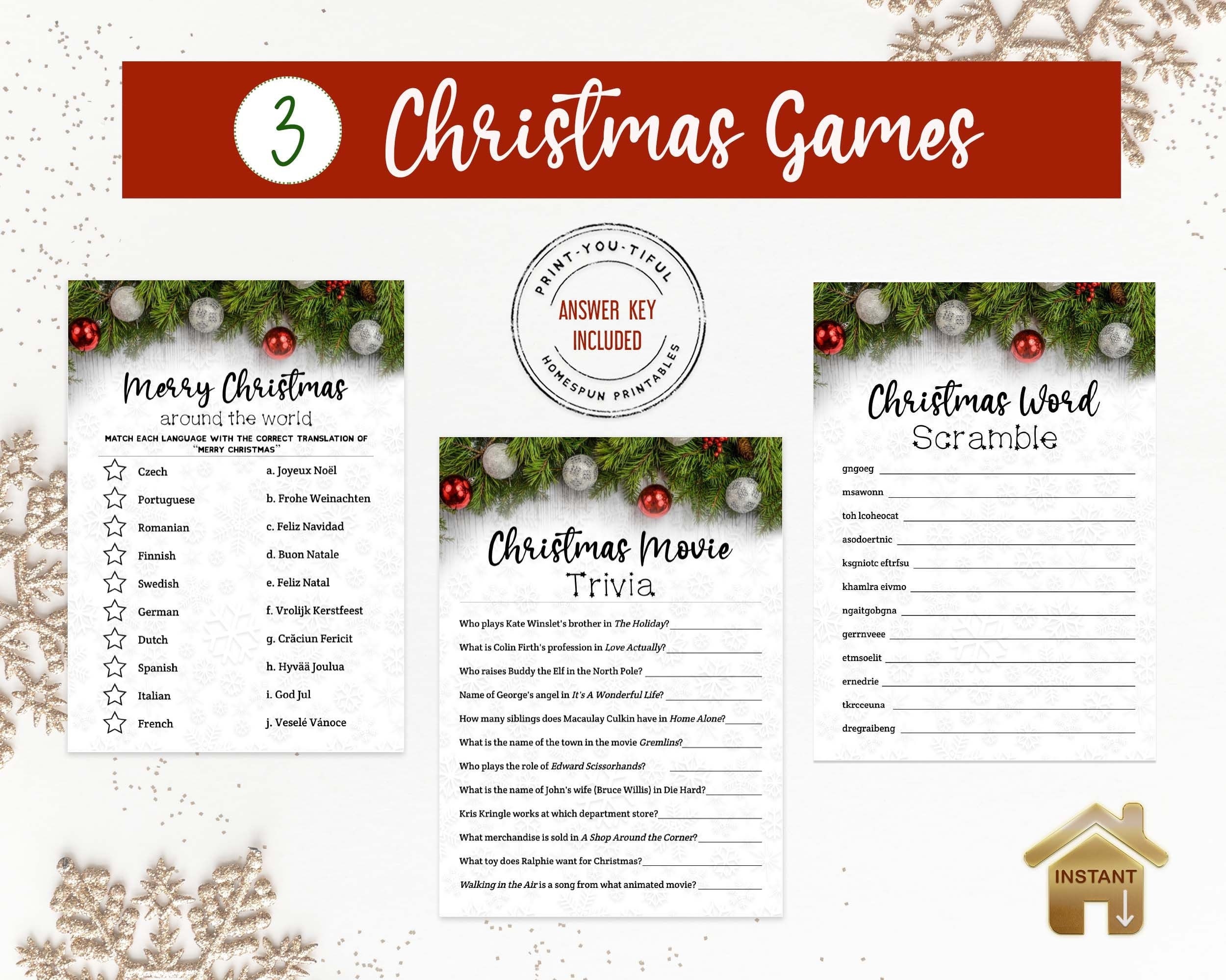 Christmas Games Printable Holiday Family &amp; Office Party Game - Etsy
