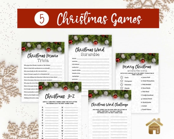 Printable Christmas Games Bundle Family Holiday Games Night | Etsy