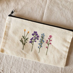 trousse d'école en tissu, trousse à crayons à fleurs peintes, trousse à crayons en coton avec fermeture éclair, sac de voyage, trousse à crayons multi-usages, trousse à crayons