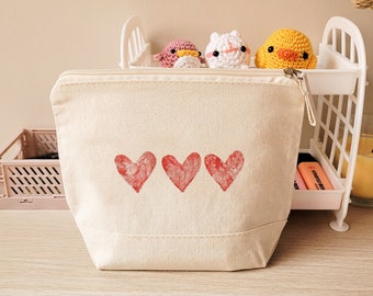 Heart Print Toiletry Bag - Cosmetic Pouch, Travel Accessory, Gift for Women