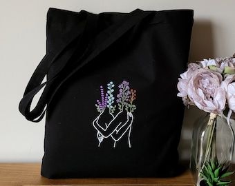 tote bag, black tote bag, tote bag aesthetic, tote bag black, totebag, black tote bag aeshetic, tote bag floral, black canvas tote bag