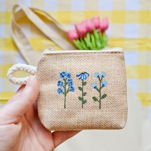 monedero de flores, monedero pintado a mano, monedero mujer, monedero de tela, monedero pequeño, monedero para tarjetas, cartera mujer