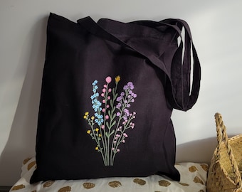 black tote bag, tote bag aesthetic, totebag, cloth bag, tote bag painted, ecobag, hand painted tote bag, cotton tote bag, cute tote bag