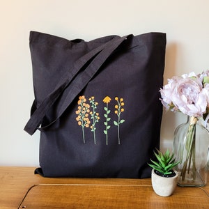 handpainted floral sustainable shopping bag Orange