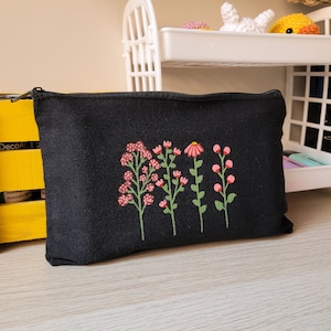 fabric pencil case for school pens, cotton pencil case for markers, pencil case for girl&#39;s markers collection, coral floral pencil pouch