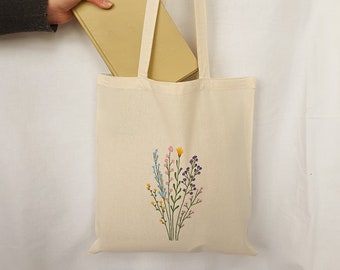 Einkaufstasche, Einkaufstasche, ästhetische Einkaufstasche, Blumen-Einkaufstasche, Stofftaschen, bemalte Tasche, bemalte Einkaufstasche, Einkaufstasche, Ökotasche