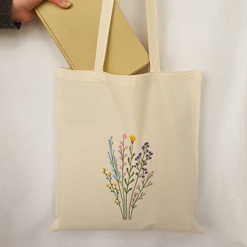 flowers in tote bag
