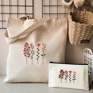 Set di accessori da viaggio con fiori: borsa in stoffa da viaggio e borsa per il trucco da portare in giro, borsa a tracolla e custodia floreale, regalo unico per lei