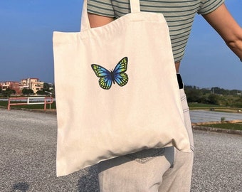 Colorful Butterfly Print Fabric Tote Bag - Perfect Birthday Gift for Her, Birthday Gift for Friend Who Has Everything