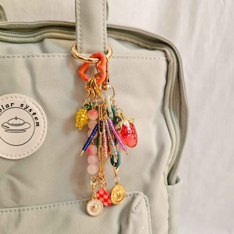 Bread Embroidered Top Handle Backpack / Charm / Set main image 0