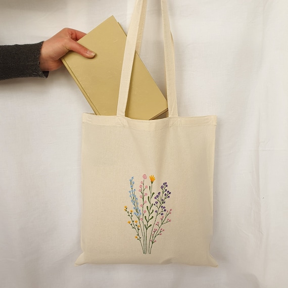 Tote Bag, Totebag, Tote Bag Aesthetic, Flower Tote Bag, Bolsas De Tela,  Cloth Bag, Painted Tote Bag, Ecobag, Shopping Bag, Reusable Tote Bag 