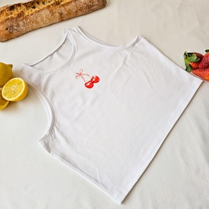 Cherry Crop Top Y2K, Cute Summer Baby Tee, Aesthetic Fruit Tank Top, Coquette Style Shirt, 2000s Cherry Top for Women