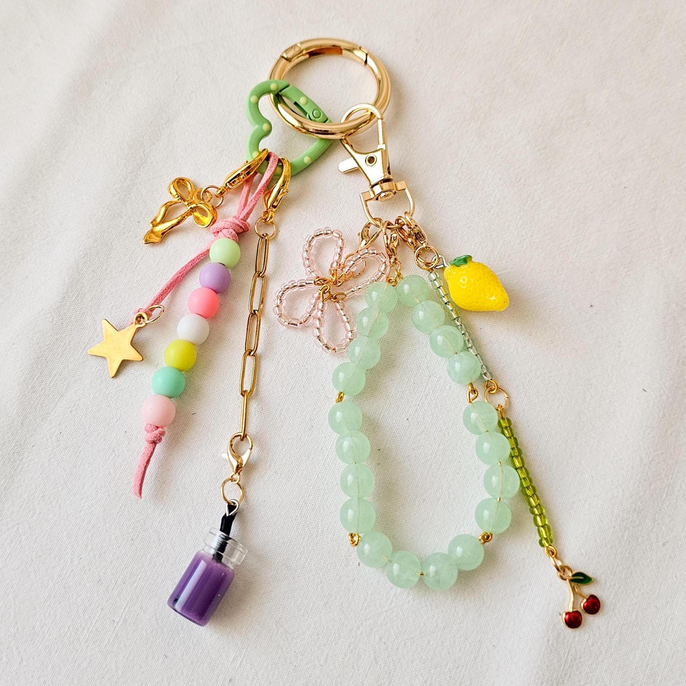 Backpack Keychain Charms, Bubble Tea Charm Bag, Golden Chain Bag