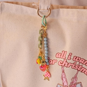 Porte-clés breloque fraise pour sac à main, breloque citron pour sac fourre-tout, accessoire de sac mignon, cadeau tendance pour fille