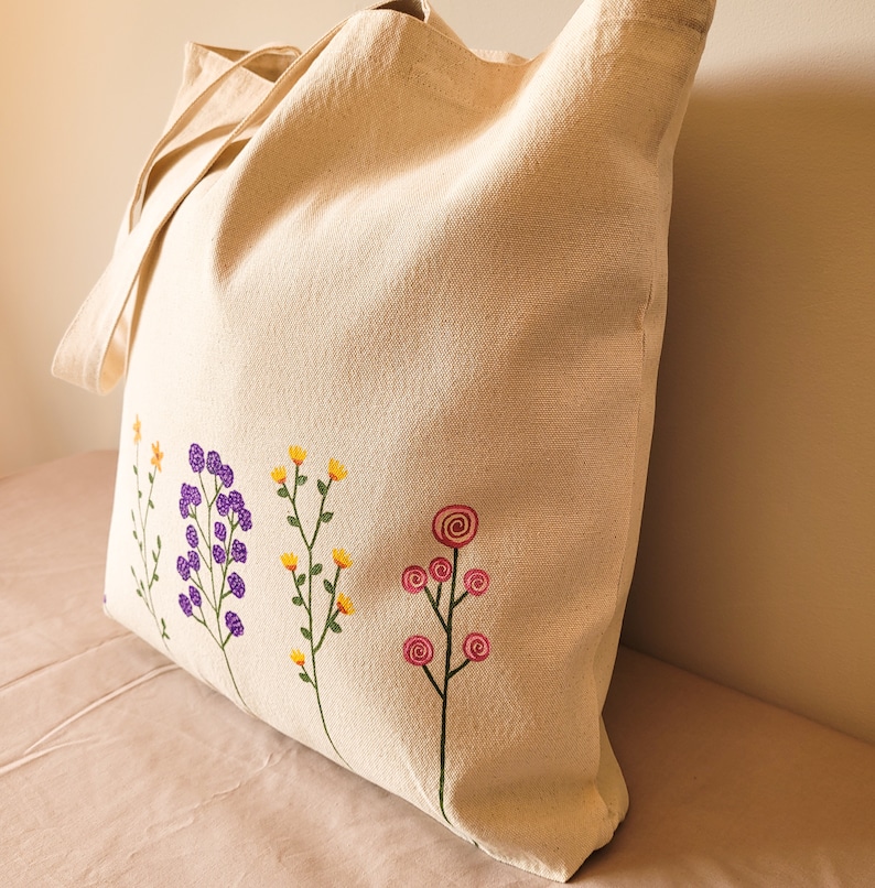floral tote bag, floral canvas tote bag, flower tote bag, tote bag aesthetic, cute tote bag, shopping bag, reusable tote bag, ecobag 2 Heavy tote - 8 oz