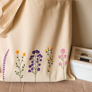 floral tote bag, floral canvas tote bag, flower tote bag, tote bag aesthetic, cute tote bag, shopping bag, reusable tote bag, ecobag image 9