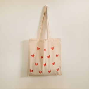 Sac fourre-tout Red Hearts Cadeau esthétique pour votre amour Fourre-tout en toile fait à la main image 7