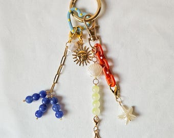 ibiza summer bag charm, boho mermaid keychain, starfish purse charm, coastal gift for girls, beach aesthetic accessory