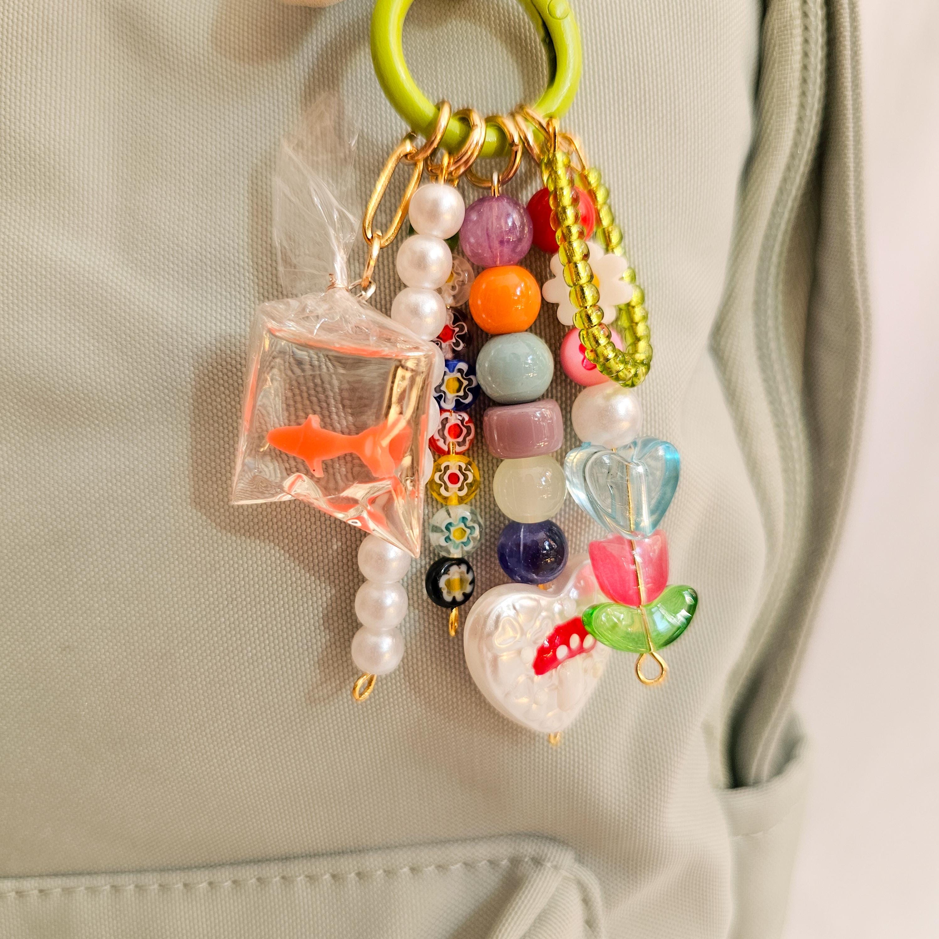 Back to School Charm, Fish Keychain for Backpack, Beaded Bag Accessory ...