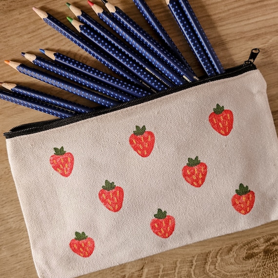 Strawberry Pencil Case, Pencil Bag, Gift for Her, Aesthetic Pencil