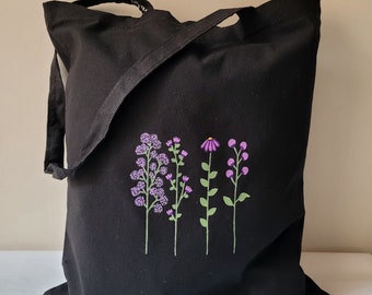 ★BLACKPURPLE☆Canvas Printed Eco Bag Canvas Bag, Tote Bag, Black Tote Bag, Market Bag, Shopper