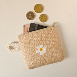 monedero de margarita, monedero pequeño de tela, monedero para regalo, regalo de boda, detalles de boda, monedero con cremallera estampado