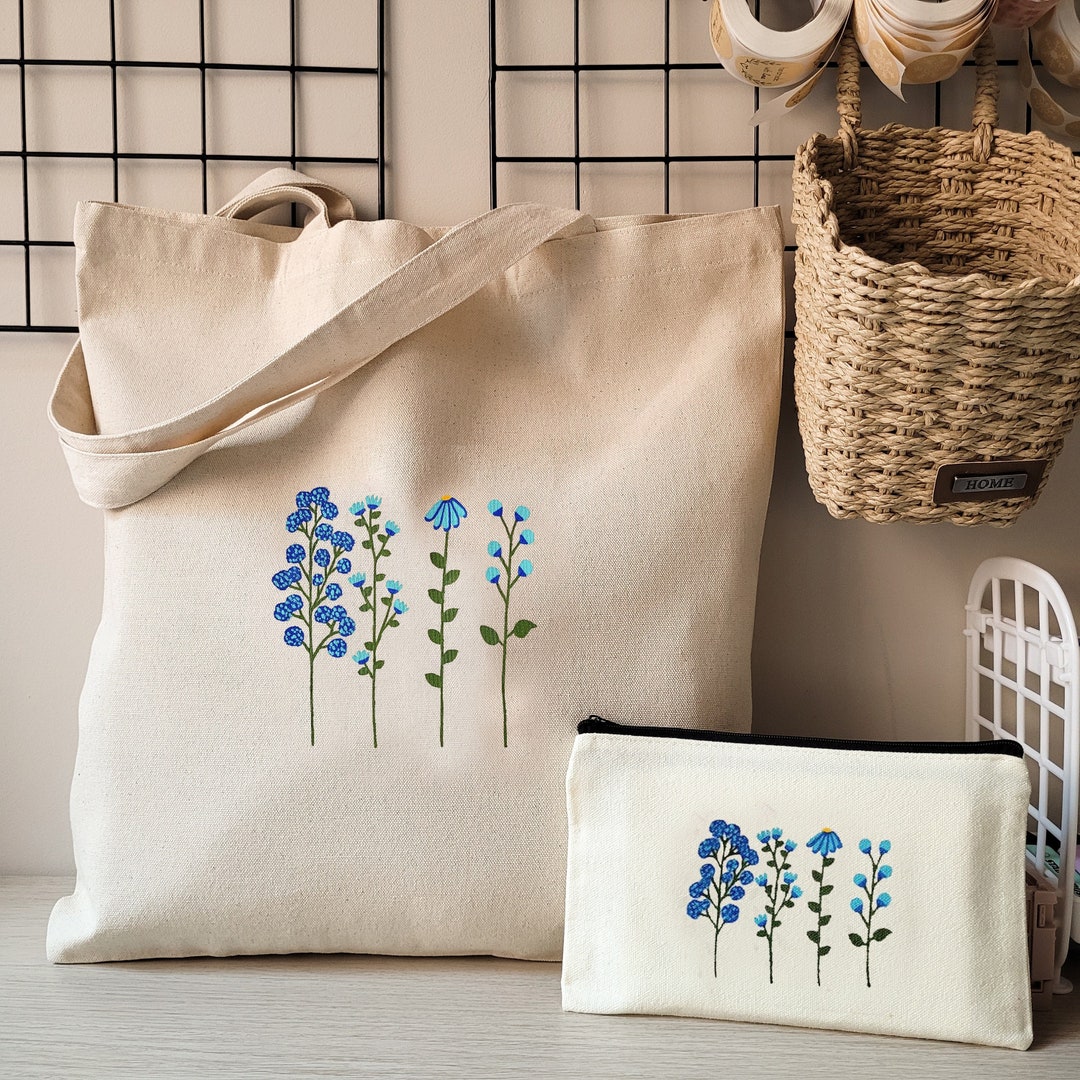 Canvas Pencil Bag Set with Colorful Writing Tools