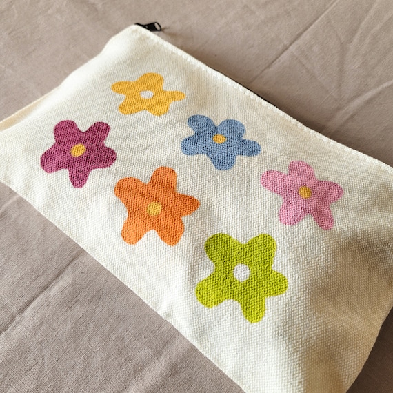 Retro Flower Pencil Case, Pencil Pouch, Pencil Case Aesthetic